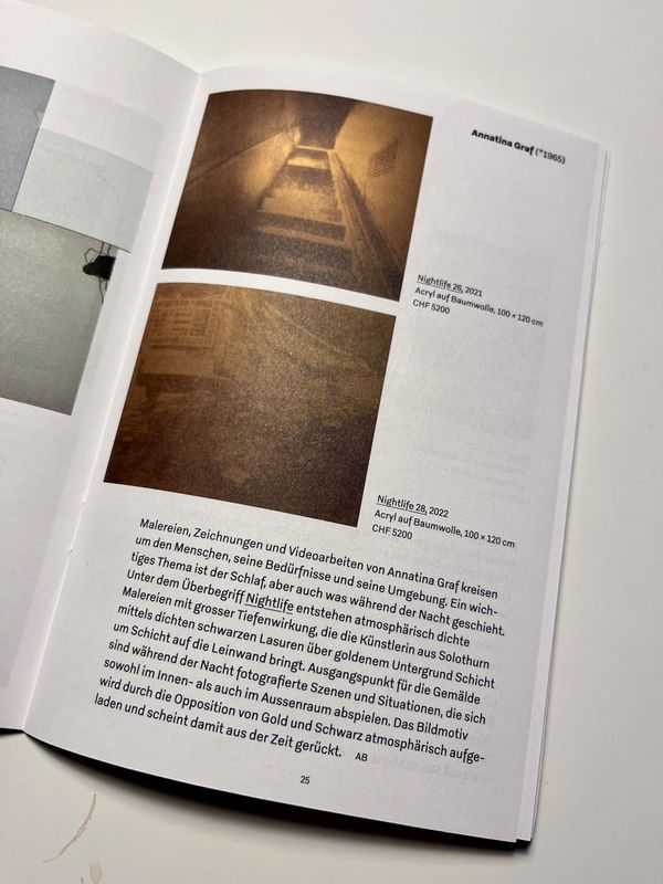 Werkliste mit Bild und Text über alle teilnehmenden Kunstschaffenden.