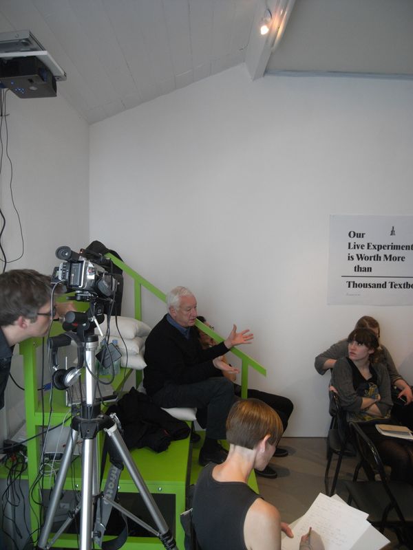 Johannes Maier filming Michael Craig Martin&#39;s contribution