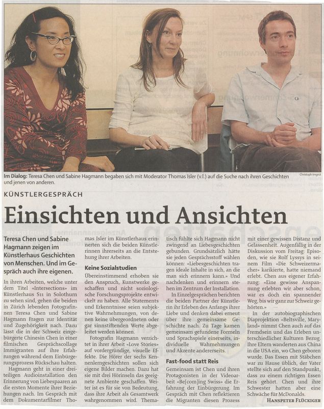 Artikel im Solothurner Tagblatt zum Künstlerinnengespräch