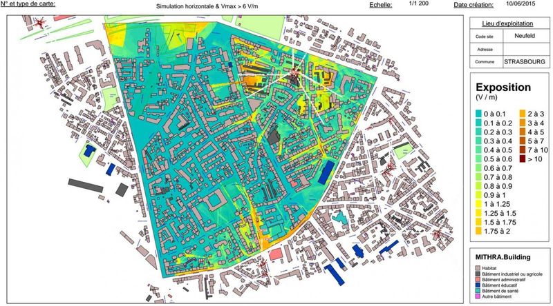 Map of electromagnetic radiation in Strasbourg