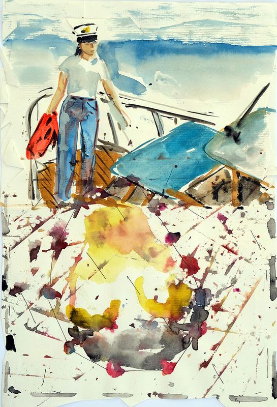 2018, Mischtechnik auf Papier, 21x27cm Foto: Christian Herter