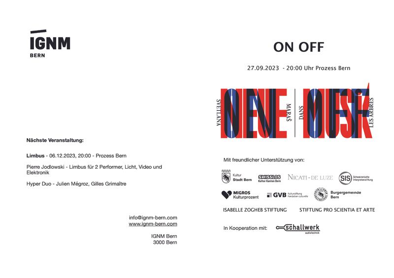 Programmheft ON OFF IGNM Bern 2023