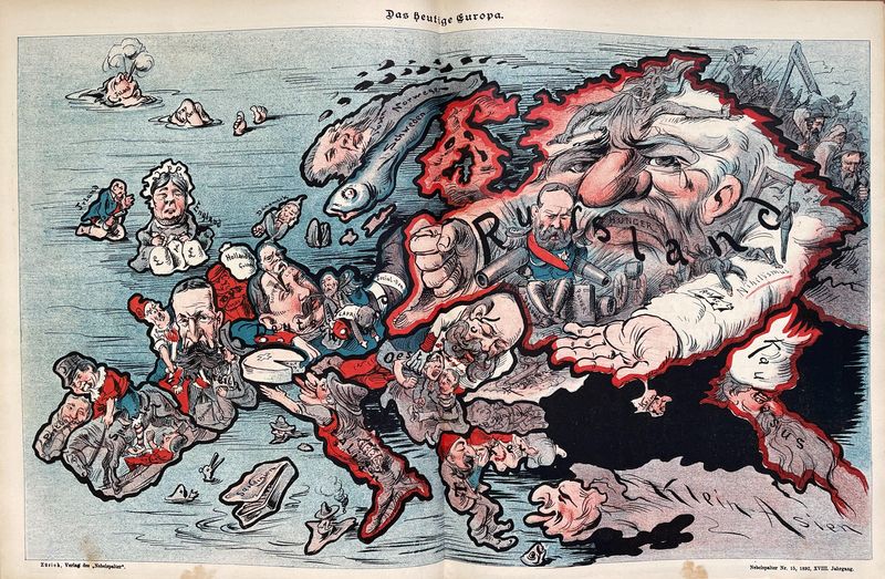 Infografik zur Lage Europas (1892, Nr. 15).