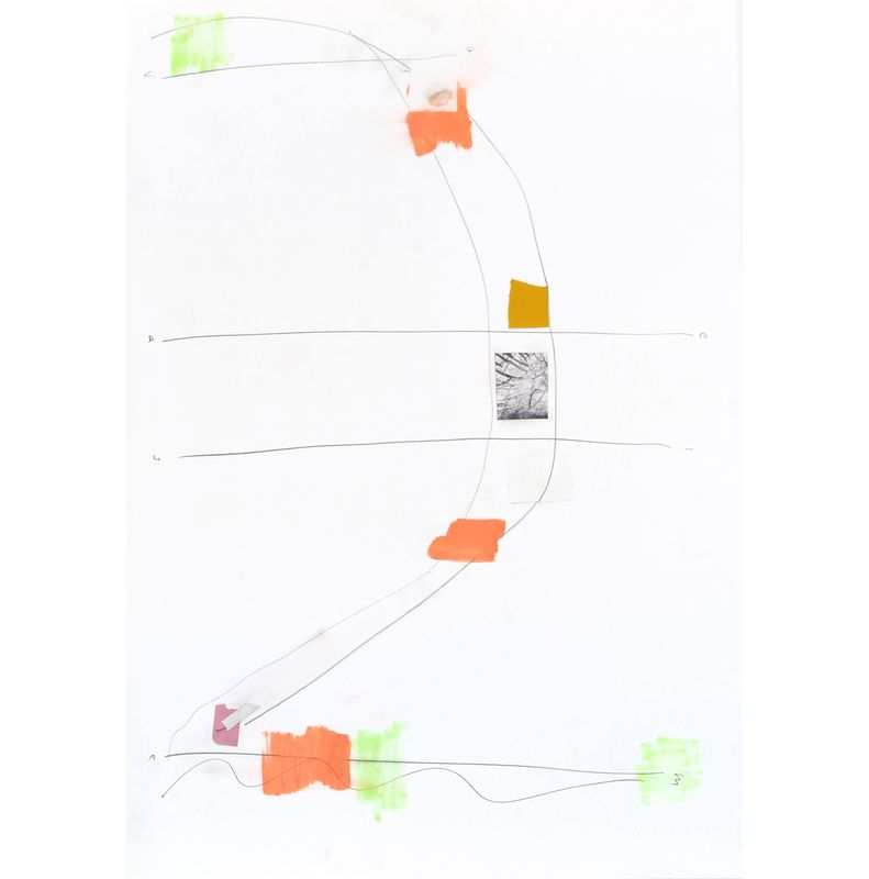 Untitled (Zwei) 2024 Graphit, Marker, Cutouts auf Papier, 64 x 45cm