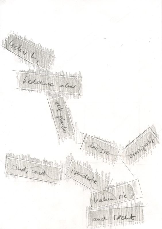 Untitled (UB II, Lieber L, bedaure..) Graphit auf Papier, 29,7 x 21cm