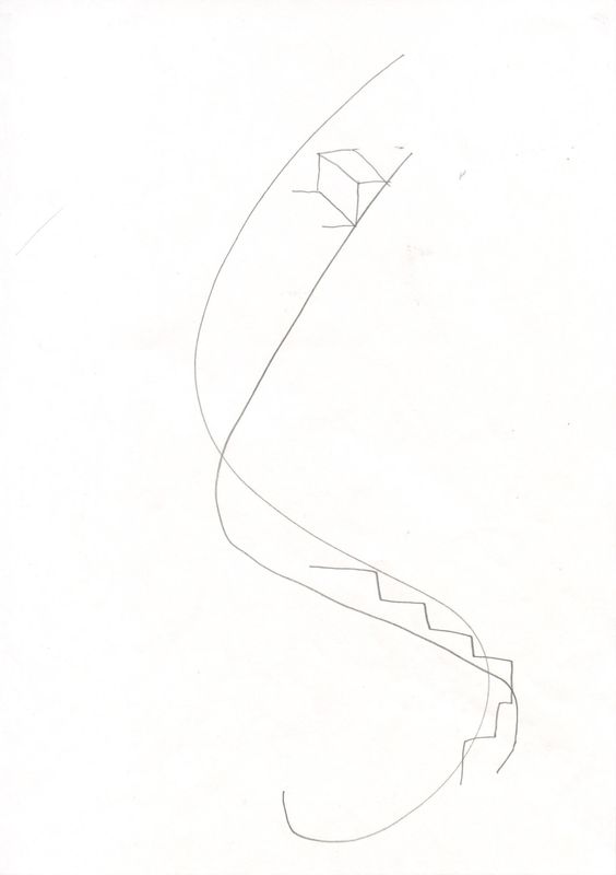 Untitled (UB II, treppe) Graphit auf Papier, 29,7 x 21 cm