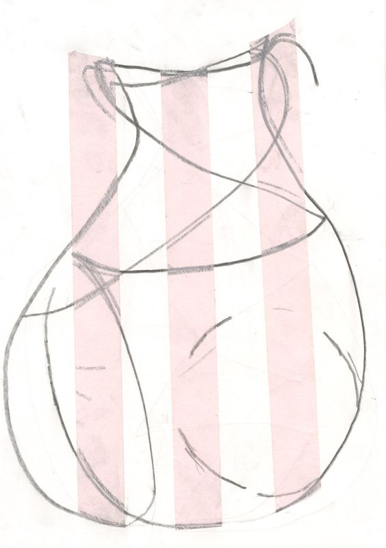 Untitled (UB II, Vase mit) Graphit, Cutouts auf Papier, 29,7 x 21cm