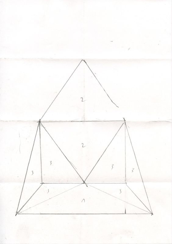 Untitled (UB II, Work Done Numbers) Graphit auf gefaltetem Papier, 29,7 x 21cm