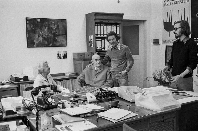 Hans Rudolf Schiess, Marcel Schaffner, Werner von Mutzenbecher und eine Unbekannte, Kunsthalle Basel, 1977