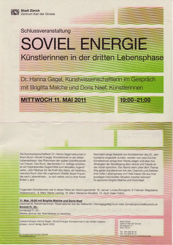 2011, Art Talk, Zentrum Karl der Grosse - Soviel Energie