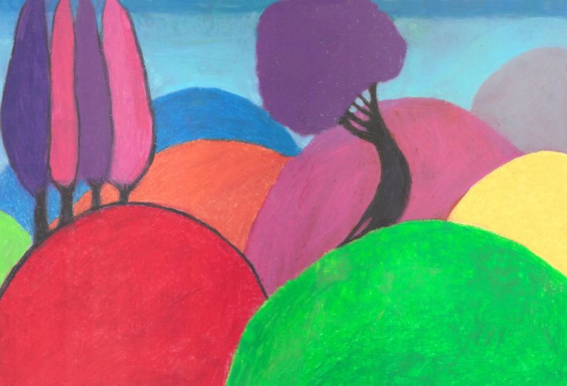 Tag, 29 x 42 cm, oil pastel on paper