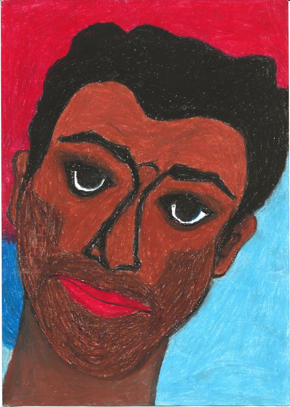 Portrait, 21 x 14,8 cm, Ölpastellstift auf Papier