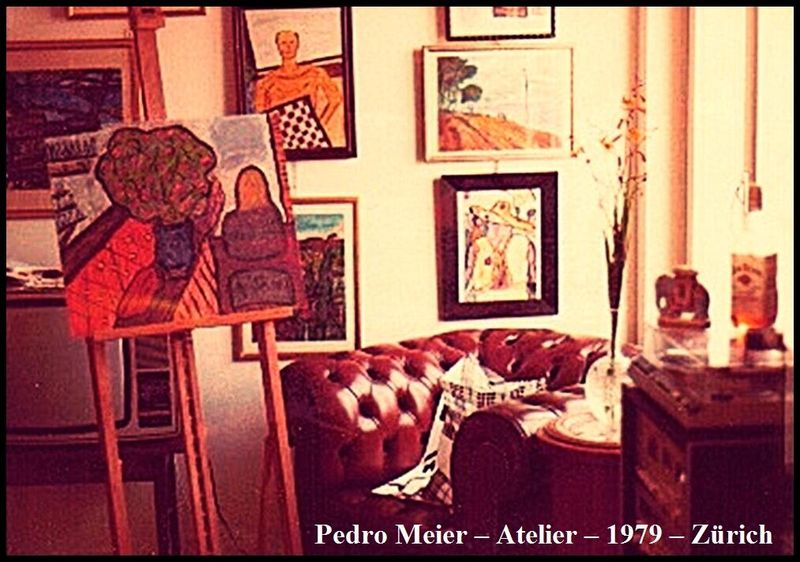 Pedro Meier Atelier 1979 – Wettingerwies 2, Zürich – (Hohe Promenade, Zeltweg, Schanzengasse, Rämistrasse, nähe Stadelhofen und Schauspielhaus Pfauen, Kunsthaus Zürich) – Atelier neben Ernst Scheidegger Verleger. Pedro Meier, Schriftsteller und Multimedia Artist – Atelier in Niederbipp am Jurasüdfuss – Kunsthalle Olten Offspace – seit über 40 Jahren Dschungel-Atelier am Golf von Siam Thailand – Gallery Bangkok BACC – Visarte Schweiz – Künstlerlexikon SIKART Zürich