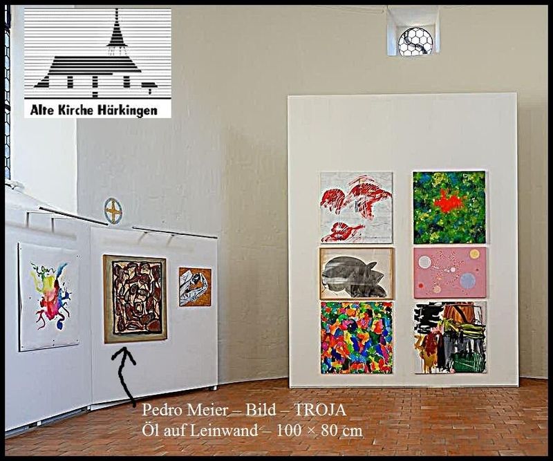 Pedro Meier Ausstellung Visarte Solothurn & Visarte Jura Galerie Alte Kirche Härkingen bis 17.12.2023 Artwork TROJA, Öl auf Leinwand by Pedro Meier Artist & Writer, Künstlerlexikon SIKART Zürich