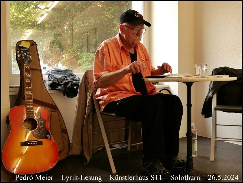 Pedro Meier – Lyrik-Lesung. Künstlerhaus, Solothurn 26.5.2024, Foto Vitaltransformer Kunstmagazin Zürich, Pedro Meier Multimedia Artist, Schriftsteller, Lyriker Niederbipp