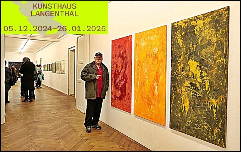 Pedro Meier – Ausstellung KUNSTHAUS LANGENTHAL – Cantonale Bern Jura 2024 – Group Exhibition – 05.12.24 → 26.01.25 – Bilder Pedro Meier METAMORPHOSEN, Triptychon, Öl, Lack auf Leinwand, 150 × 80 cm, Kurator Raffael Dörig – Foto Vitaltransformer Zürich *
https://de.wikipedia.org/wiki/Pedro_Meier
Pedro Meier – Wikipedia
*