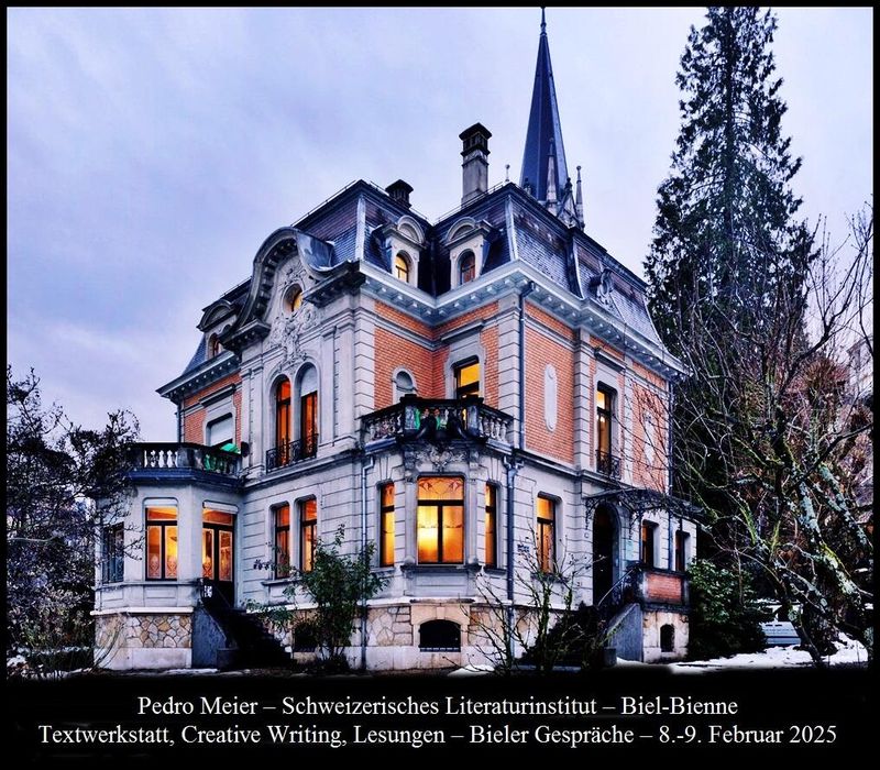 Pedro Meier – Schweizerisches Literaturinstitut Biel-Bienne – Schreibatelier, Textwerkstatt, Creative Writing, Lesungen – Bieler Gespräche, Wochenende 8./ 9. Februar 2025 mit Heinz Helle & Markus Kirchhofer und anderen – Pedro Meier, Lyriker, Schriftsteller, Multimedia Artist - https://www.literaturport.de/lexikon/pedro-meier/
*
https://de.wikipedia.org/wiki/Pedro_Meier
Pedro Meier – Wikipedia
*