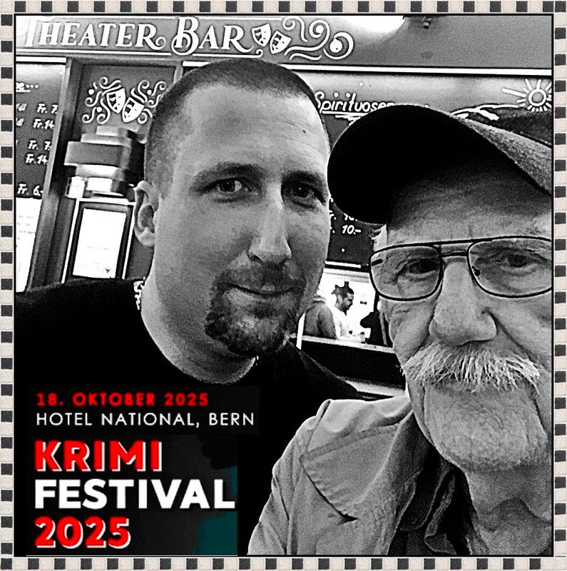 Pedro Meier – Sascha Michael Campi, Präsident Krimi Schweiz, Krimi Festival 2025 Schweizer Krimipreis, Hotel National Bern, Theater Bar, Selfie-Art-Project by Pedro Meier, Autor &amp; Multimedia Artist, Surrealer Kurzkrimi » Die Ermordung von Albert Einstein« – www.literaturport.de/lexikon/pedro-meier/ *
https://de.wikipedia.org/wiki/Pedro_Meier – Wikipedia
*