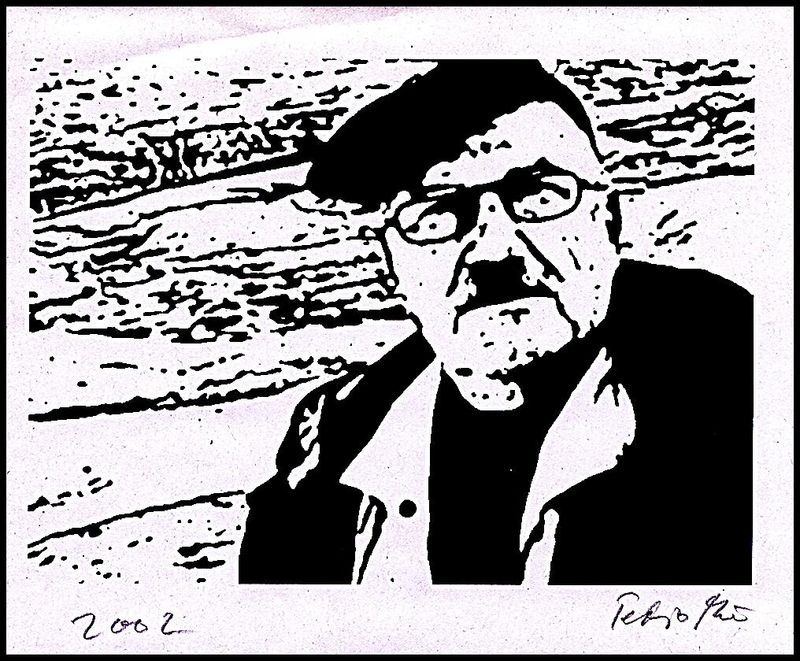 Pedro Meier, Selbstbildnis, Werkzyklus » Steine Strandgut Treibgut « Holzschnitt Nr. IX, Sommeratelier Grönland 2002 Artwork by Pedro Meier Lyriker Haiku Schriftsteller, Multimedia Künstler, Idee Synthese Gesamtkunstwerk Kreativart, Inuit-Kultur, Wikinger – www.literaturport.de/lexikon/pedro-meier/ *
https://de.wikipedia.org/wiki/Pedro_Meier – Wikipedia
*