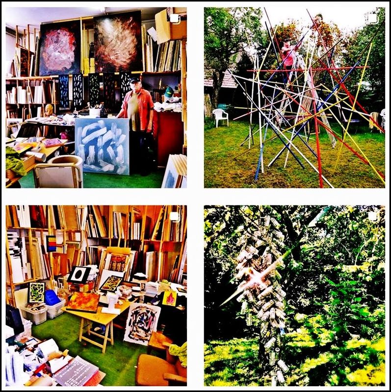 Pedro Meier, Atelierimpressionen, Kunsthalle Olten Offspace, Ateliergarten mit Mikado-Skulptur, Niederbipp, Bilderlager, Windorgel, Klangskulptur, Installation Performance, 2021 Pedro Meier, Lyriker, Haiku