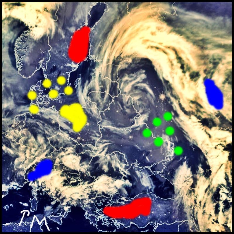 Pedro Meier, Wetter Satellitenbild 2026, Pedro Meier Werkzyklus PUNKTE, Interaktion, Wolken, Raum, Zeit, Materie, Energie, Universum, Kosmologie, Artwork by Pedro Meier, Schriftsteller, Multimedia Artist, Chronik des Augenblicks, Overpainted Photographs – www.literaturport.de/lexikon/pedro-meier/ *
https://de.wikipedia.org/wiki/Pedro_Meier – Wikipedia
*