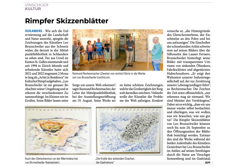 Zeitungsartikel, erschienen in &#39;Der Vinschger&#39; am 30.08.22(Artikel als pdf siehe --&gt; mehr infos --&gt; Attachments)