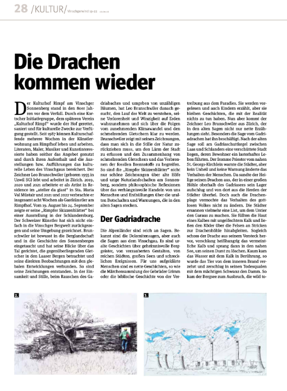 Ausstellungsbesprechung im &#39; Vinschgerwind&#39; Ausgabe Nr. 19-22 vom 22.09.22(ganzer Artikel als pdf unter ---&gt; Attachment)