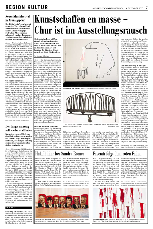 Kunstschaffen en Masse - Chur ist im Ausstellungsrausch_Carsten Michels_Die Südostscheiz_Mittwoch, 19. Dezember 2007